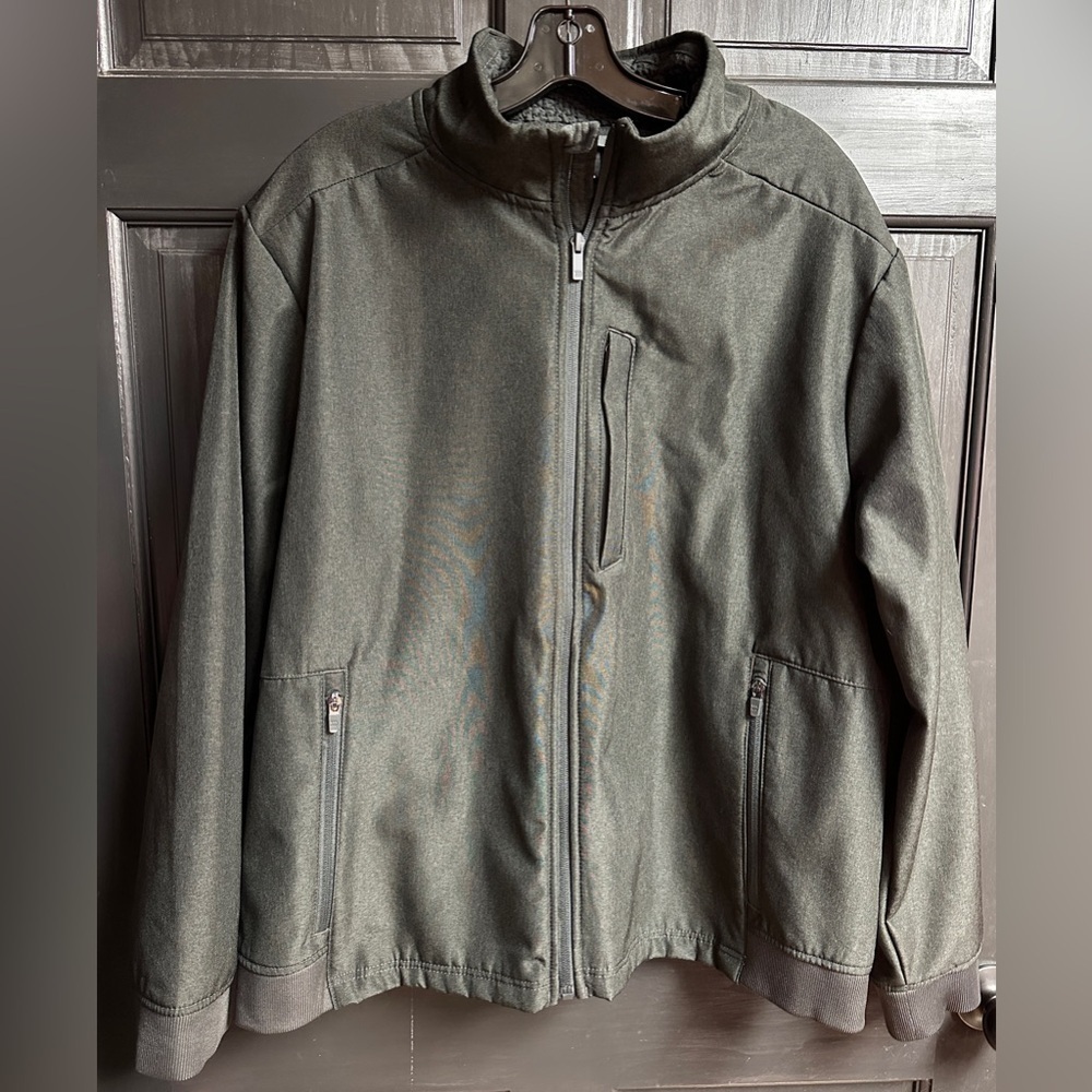 All In Motion Men’s Sz XL Soft Shell Fleece Lined Full Zip Dk Gray/Black Jacket